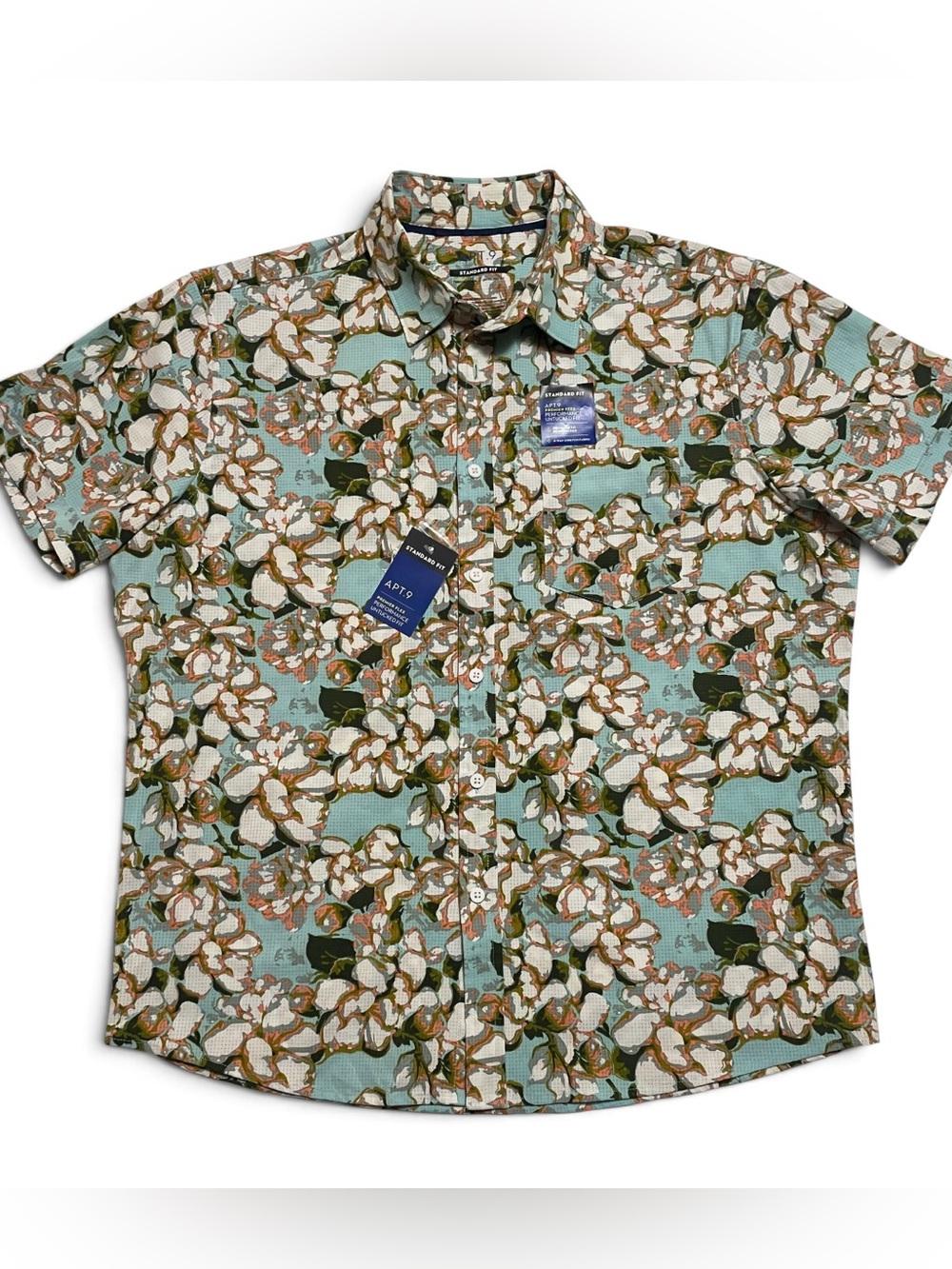 Apt. 9 Men's Sage Floral Short Sleeve Button-Up Shirt Size L